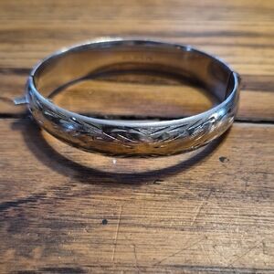 Silver Engraved Bangle Bracelet